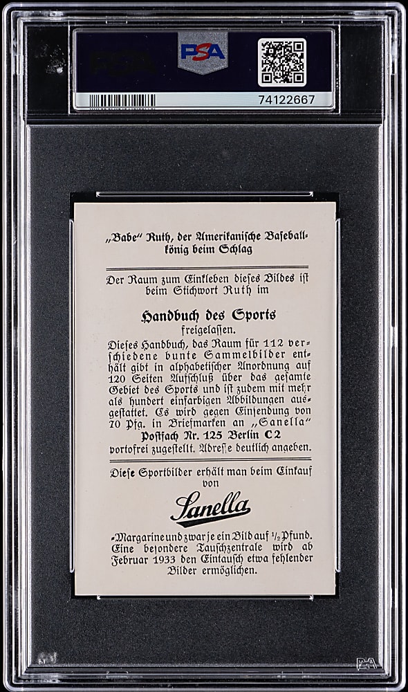 1932 Sanella Margarine Babe Ruth Type 2 PSA VG 3