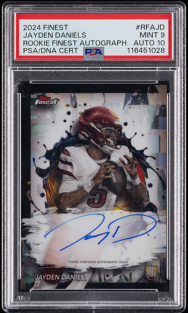 2024 Topps Finest Rookie Autographs Jayden Daniels PSA MINT 9 with Auto 10