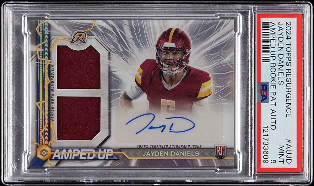 2024 Topps Resurgence Football Amped Up Rookie Patch Autographs Jayden Daniels PSA MINT 9