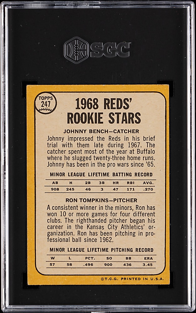 1968 Topps #247 Johnny Bench Rookie SGC VG/EX+ 4.5