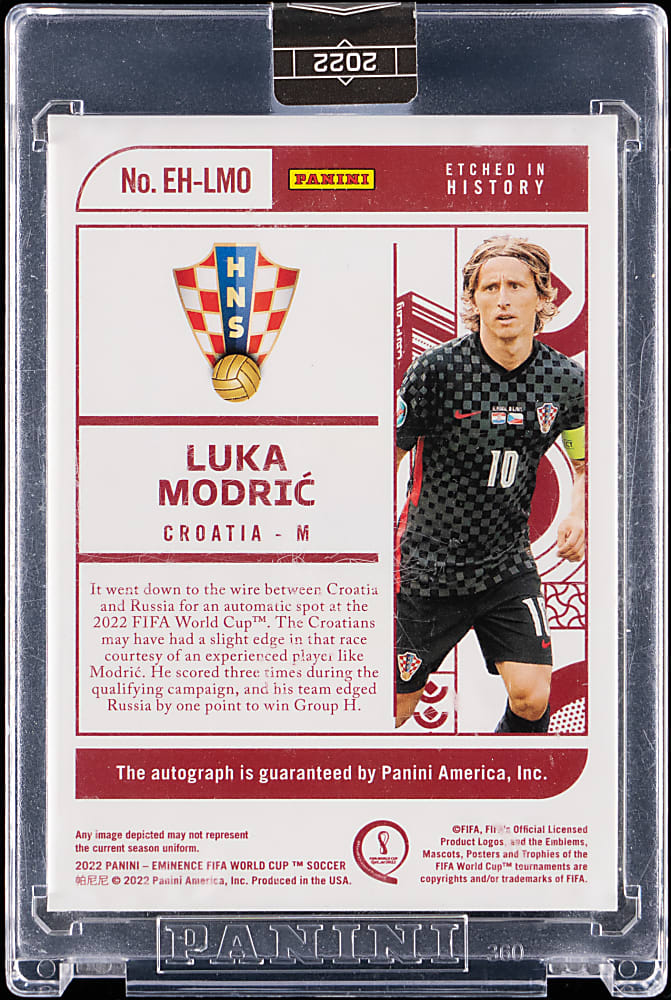 2022 Panini Eminence World Cup Etched in History Luka Modric Certified Autograph/Silver Bar #/10