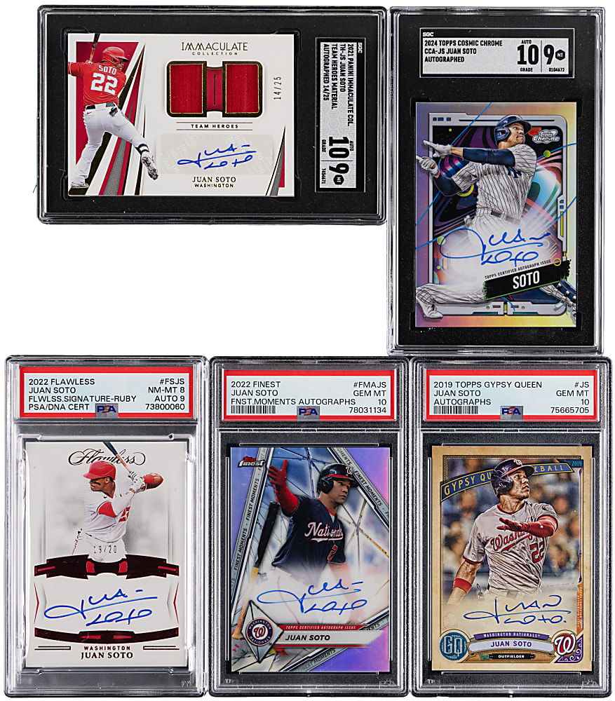 2019-2022 Juan Soto Graded Certified Autograph Collection (5) with Finest & Immaculate