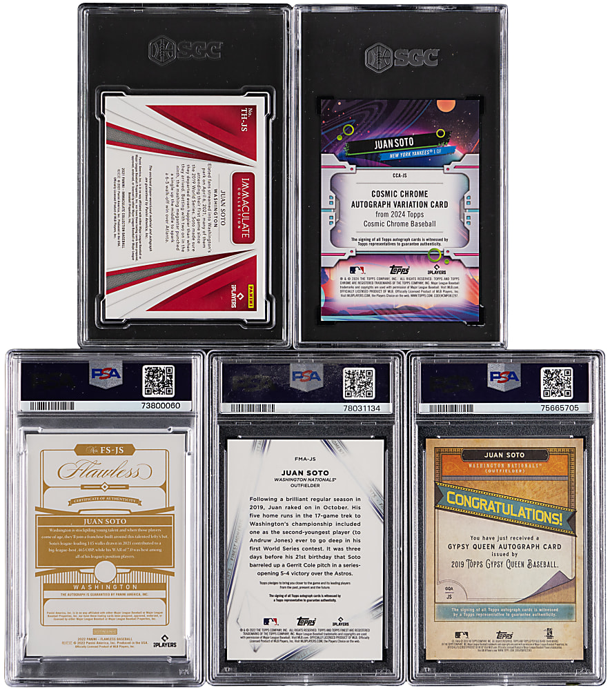 2019-2022 Juan Soto Graded Certified Autograph Collection (5) with Finest & Immaculate
