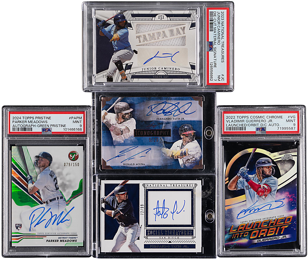 2019-2024 Baseball Star & Rookie Certified Autograph Collection (5) with Acuna, Guerrero Jr. & Tatis Jr.