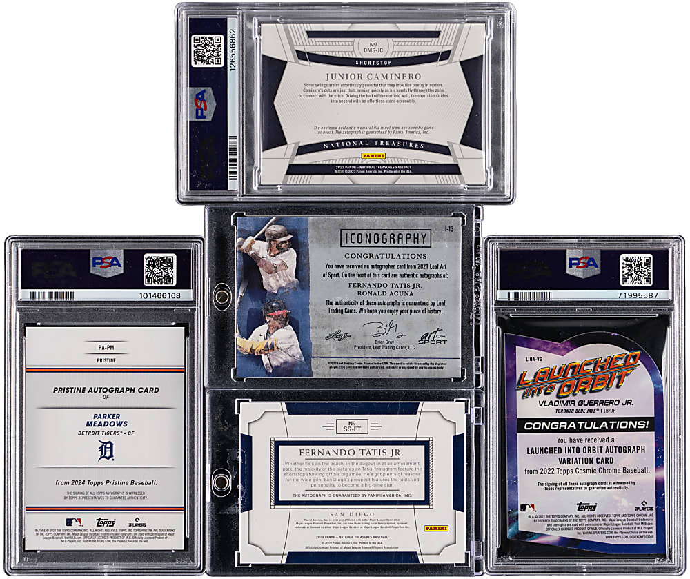 2019-2024 Baseball Star & Rookie Certified Autograph Collection (5) with Acuna, Guerrero Jr. & Tatis Jr.