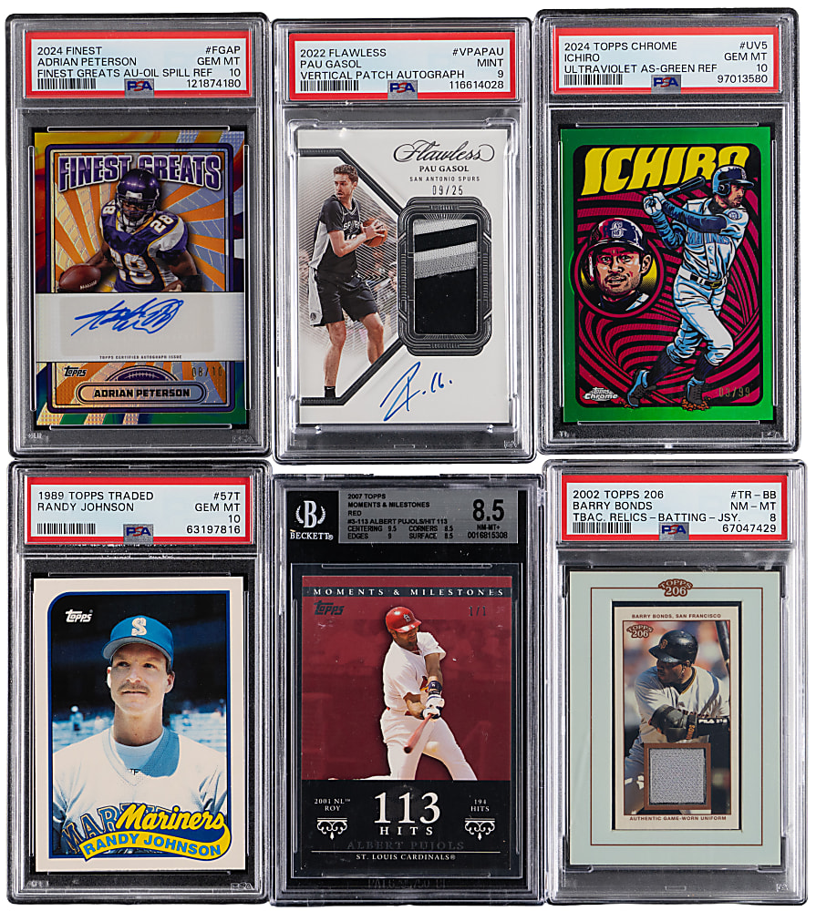 1989-2024 Multi-Sport Hall of Fame Graded Group (6) with Certified Autographs & #1/1