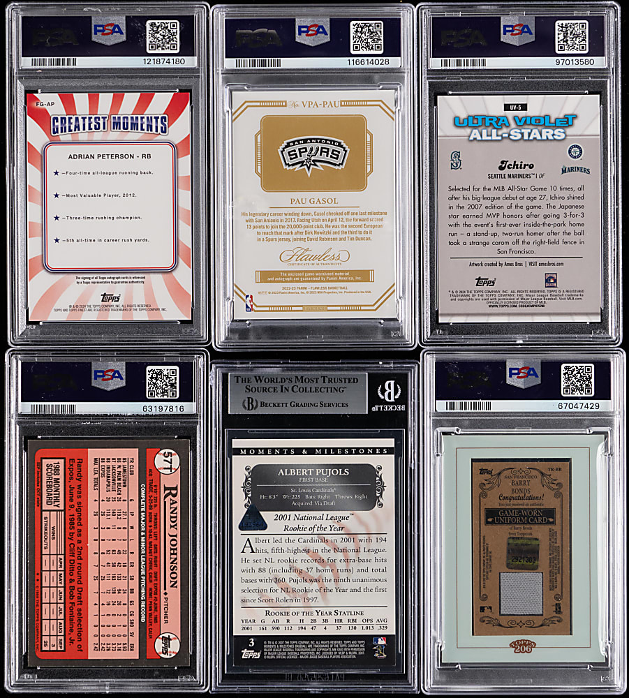 1989-2024 Multi-Sport Hall of Fame Graded Group (6) with Certified Autographs & #1/1