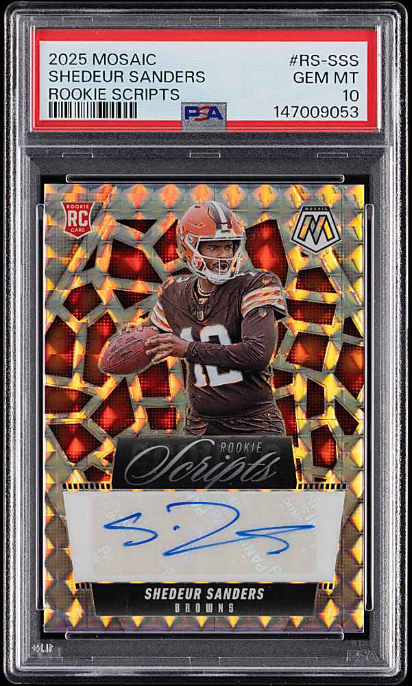 2025 Mosaic Football Rookie Scripts Shedeur Sanders PSA GEM MINT 10