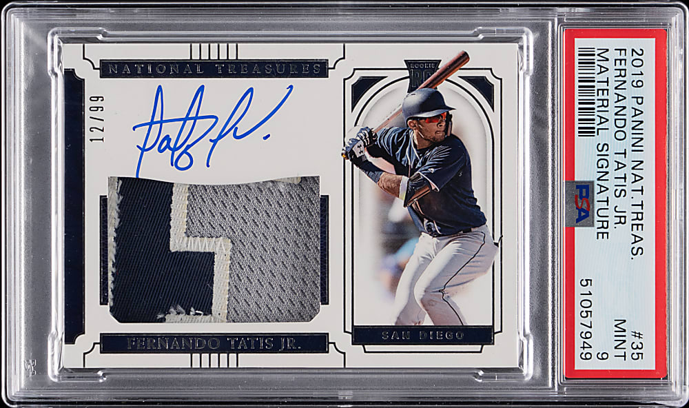 2019 National Treasures Material Signature #35 Fernando Tatis Jr. Rookie #/99 PSA MINT 9