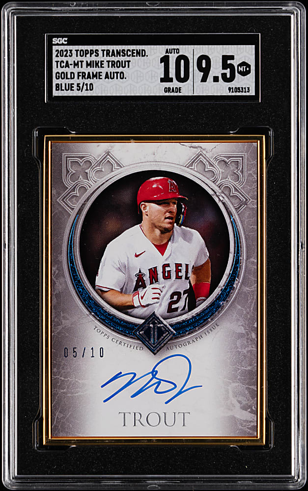 2023 Topps Transcendent Gold Frame Auto Mike Trout Blue #/10 SGC MINT+ 9.5 with Auto 10