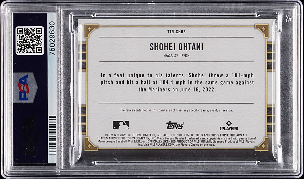 2022 Topps Triple Threads Relics Shohei Ohtani #/36 PSA GEM MINT 10