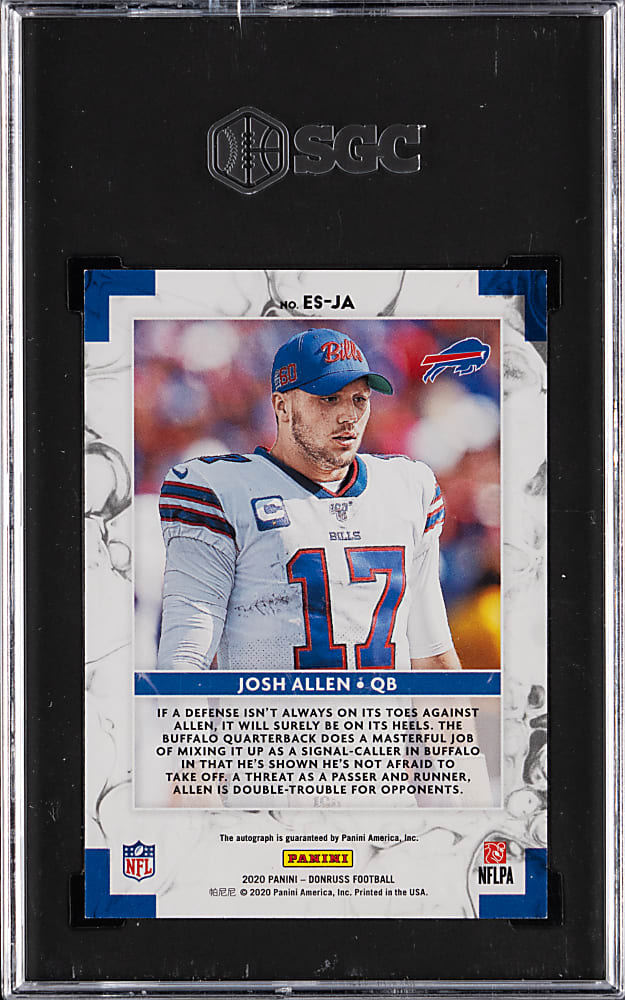 2020 Donruss Football Elite Series Autographed Josh Allen #/25 SGC MINT 9