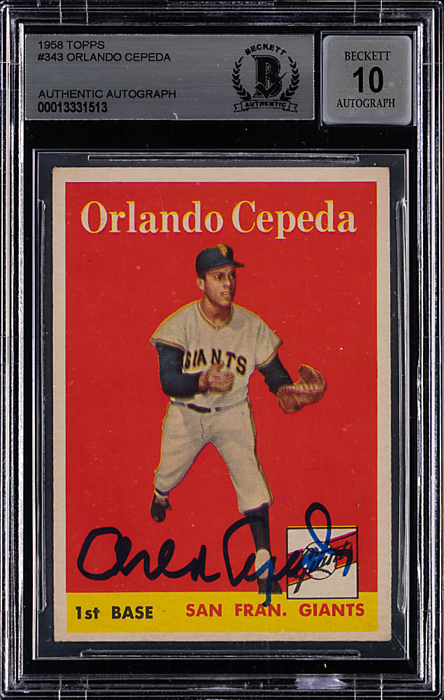 1958 Topps #343 Orlando Cepeda Signed Rookie BGS Authentic with 10 Autograph