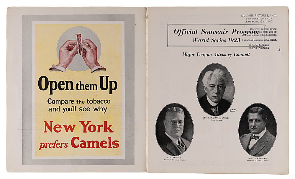1923 World Series Game 1 New York Yankees vs. New York Giants Scored Program - Yankees First World Championship!