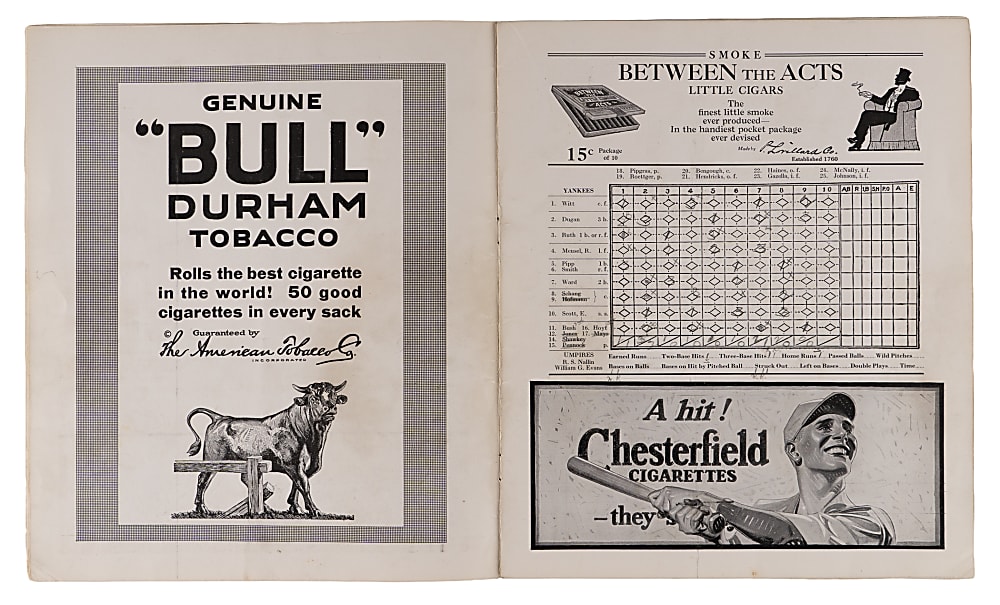 1923 World Series Game 1 New York Yankees vs. New York Giants Scored Program - Yankees First World Championship!
