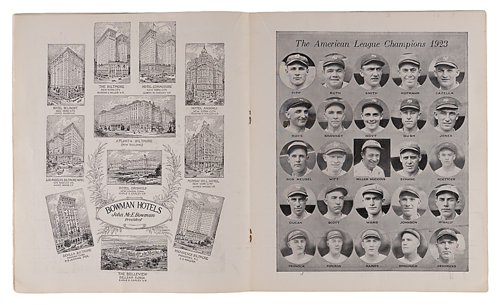 1923 World Series Game 1 New York Yankees vs. New York Giants Scored Program - Yankees First World Championship!