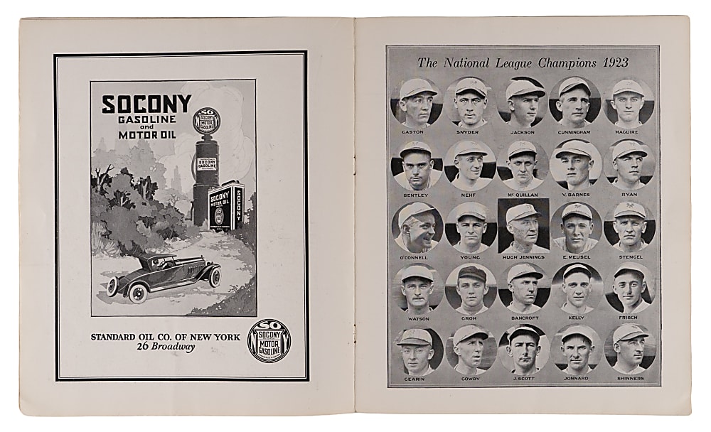 1923 World Series Game 1 New York Yankees vs. New York Giants Scored Program - Yankees First World Championship!