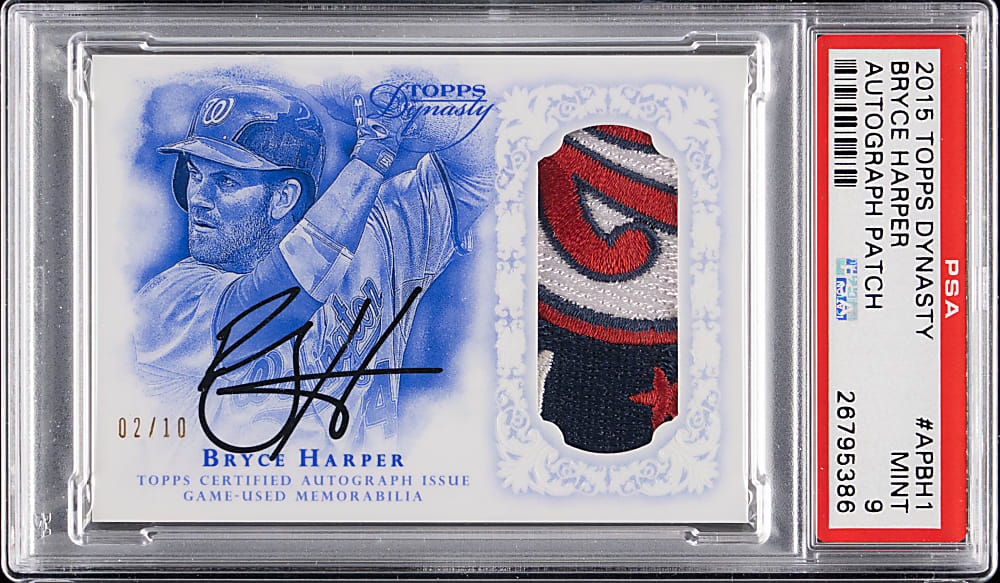 2015 Topps Dynasty Bryce Harper Autograph Logo Patch #2/10 PSA MINT 9 - Fantastic Patch!