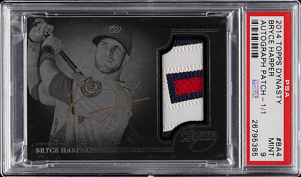 2014 Topps Dynasty Bryce Harper Autograph Patch Gold #1/1 PSA MINT 9