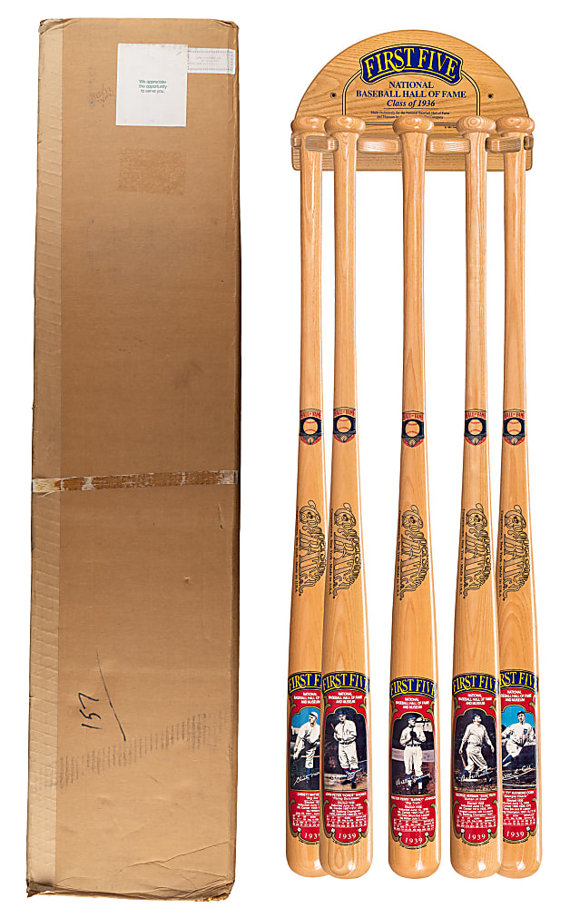 1991 Cooperstown Bat Co. "First Five" Set of (5) Bats with Rack in Sealed, Unopened Factory Box