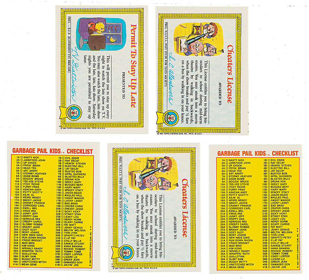 1985 Topps Garbage Pail Kids Series 1 Complete Master Set (88)