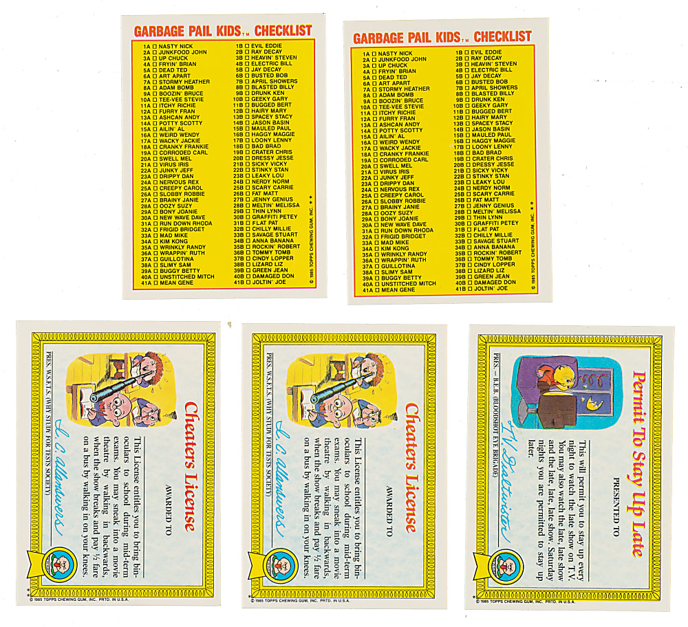 1985 Topps Garbage Pail Kids Series 1 Complete Master Set (88)