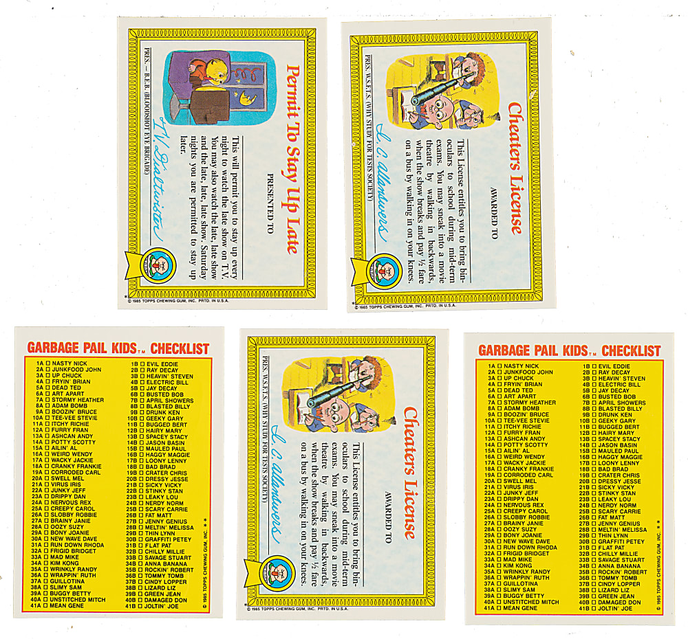1985 Topps Garbage Pail Kids Series 1 Complete Master Set (88)