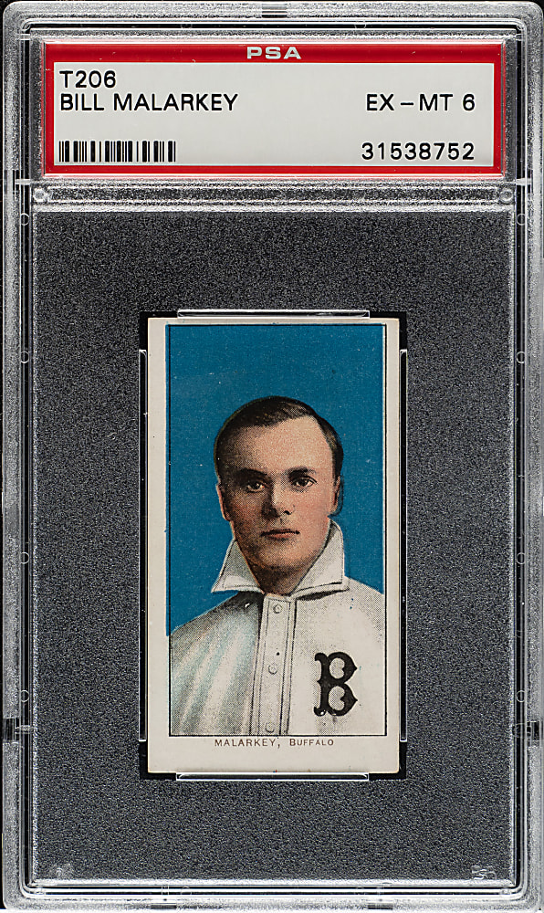 1909-1911 T206 White Border Bill Malarkey PSA EX-MT 6