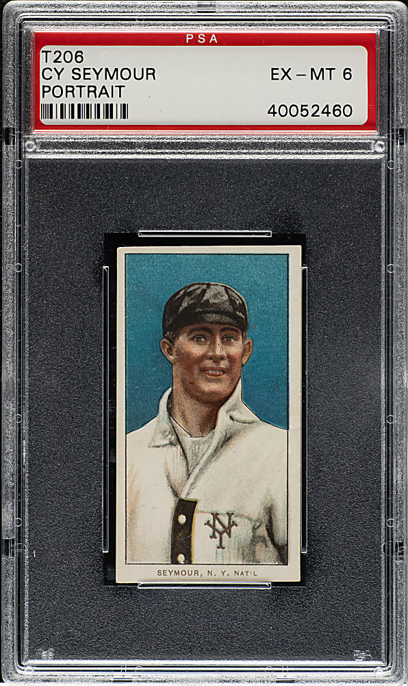 1909-1911 T206 White Border Cy Seymour Portrait PSA EX-MT 6