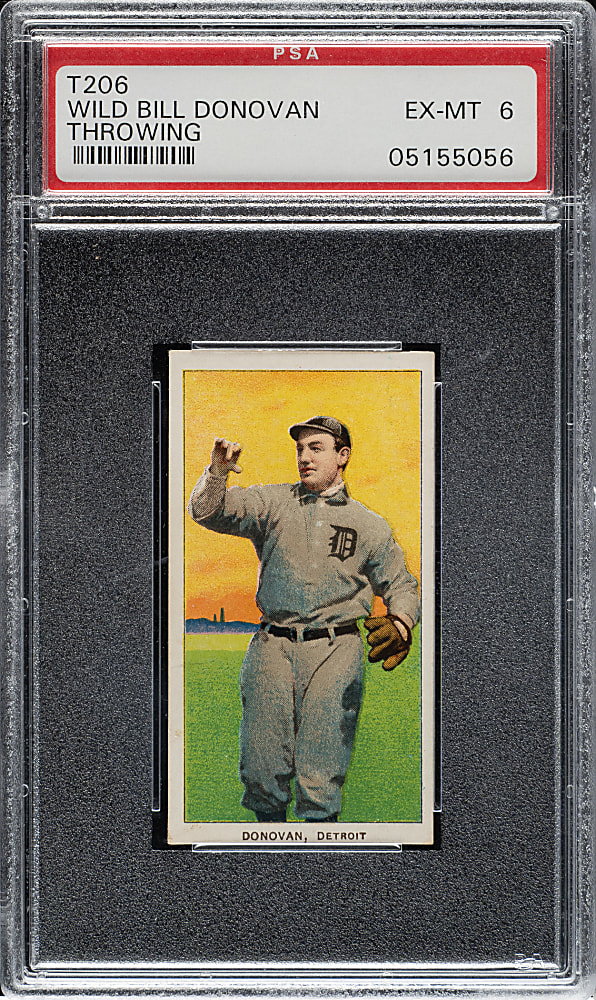 1909-1911 T206 White Border Wild Bill Donovan Throwing PSA EX-MT 6