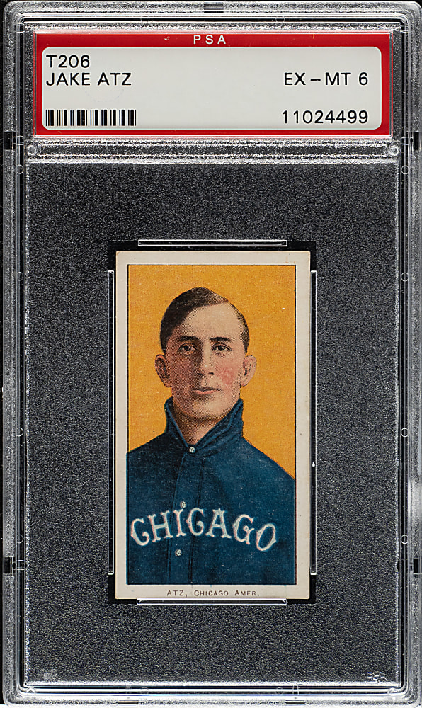 1909-1911 T206 White Border Jake Atz PSA EX-MT 6