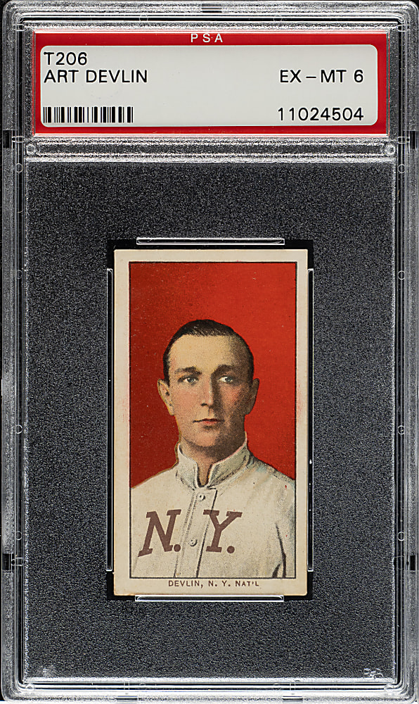 1909-1911 T206 White Border Art Devlin PSA EX-MT 6