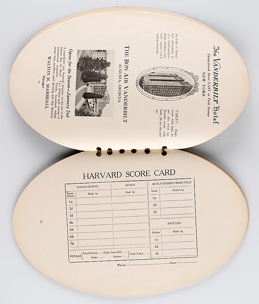 1924 Princeton vs. Harvard Football Shaped Program