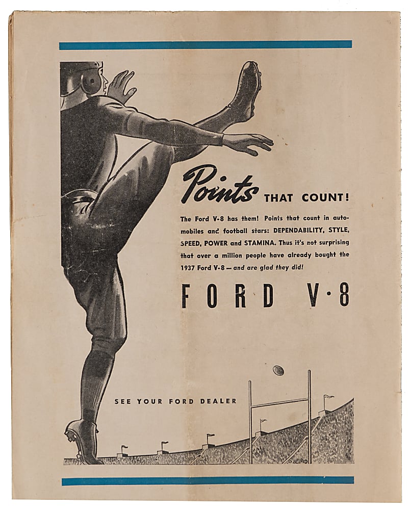 November 14, 1937 Philadelphia Eagles vs. Green Bay Packers Game Program