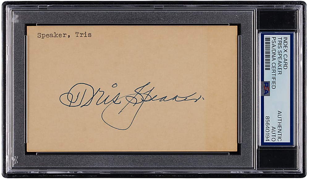 Tris Speaker Signed Index Card PSA/DNA Authentic