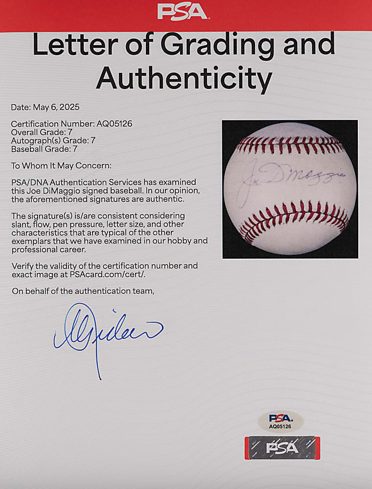 Joe DiMaggio & Ted Williams Single-Signed OAL/Brown Baseball Pair - Both PSA/DNA 7-7.5