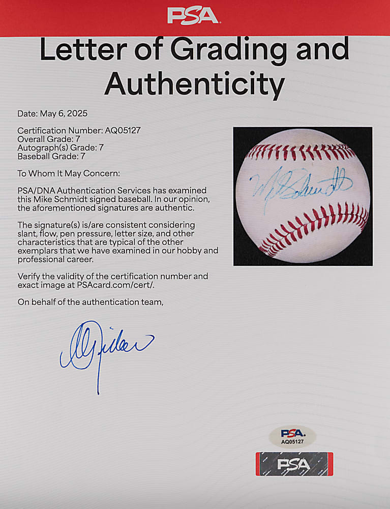 Superstar Single-Signed Baseball Quartet with Carlton, Mattingly, Musial & Schmidt - Each PSA/DNA 7-8