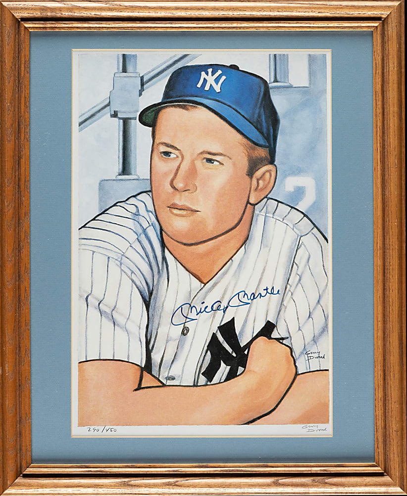 1952 Bowman Mickey Mantle Signed Limited Edition Print by Gerry Dvorak - JSA