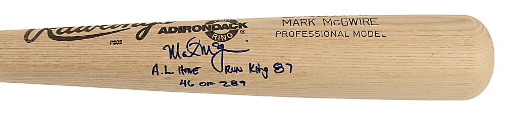 Mark McGwire Signed Limited-Edition Bat with "A.L. Home Run King 87" Inscription - JSA
