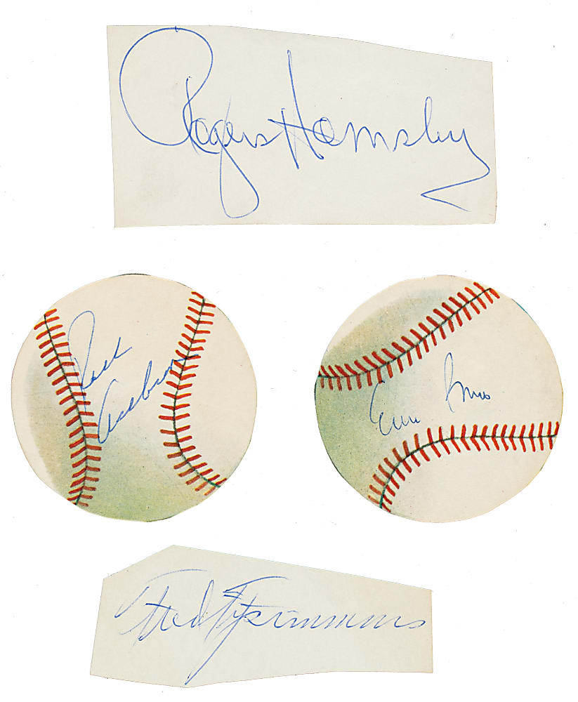 Chicago Cubs Cut Signature Collection (81) with Rich Ashburn, Ernie Banks (X2) & Rogers Hornsby (X2)
