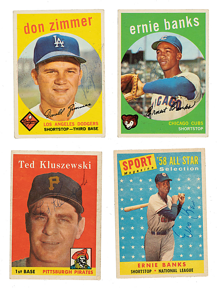 Signed 1954-1960 Topps & Bowman Card Collection (65) Including (2) Ernie Banks & Ted Kluszewski
