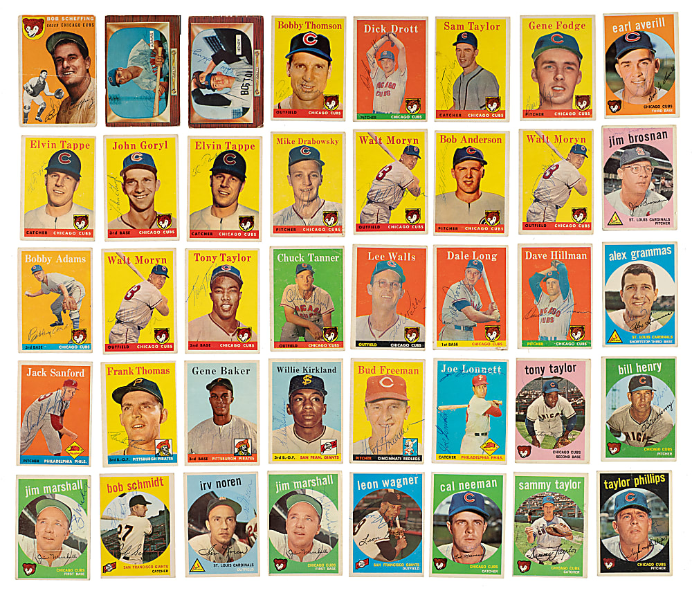 Signed 1954-1960 Topps & Bowman Card Collection (65) Including (2) Ernie Banks & Ted Kluszewski