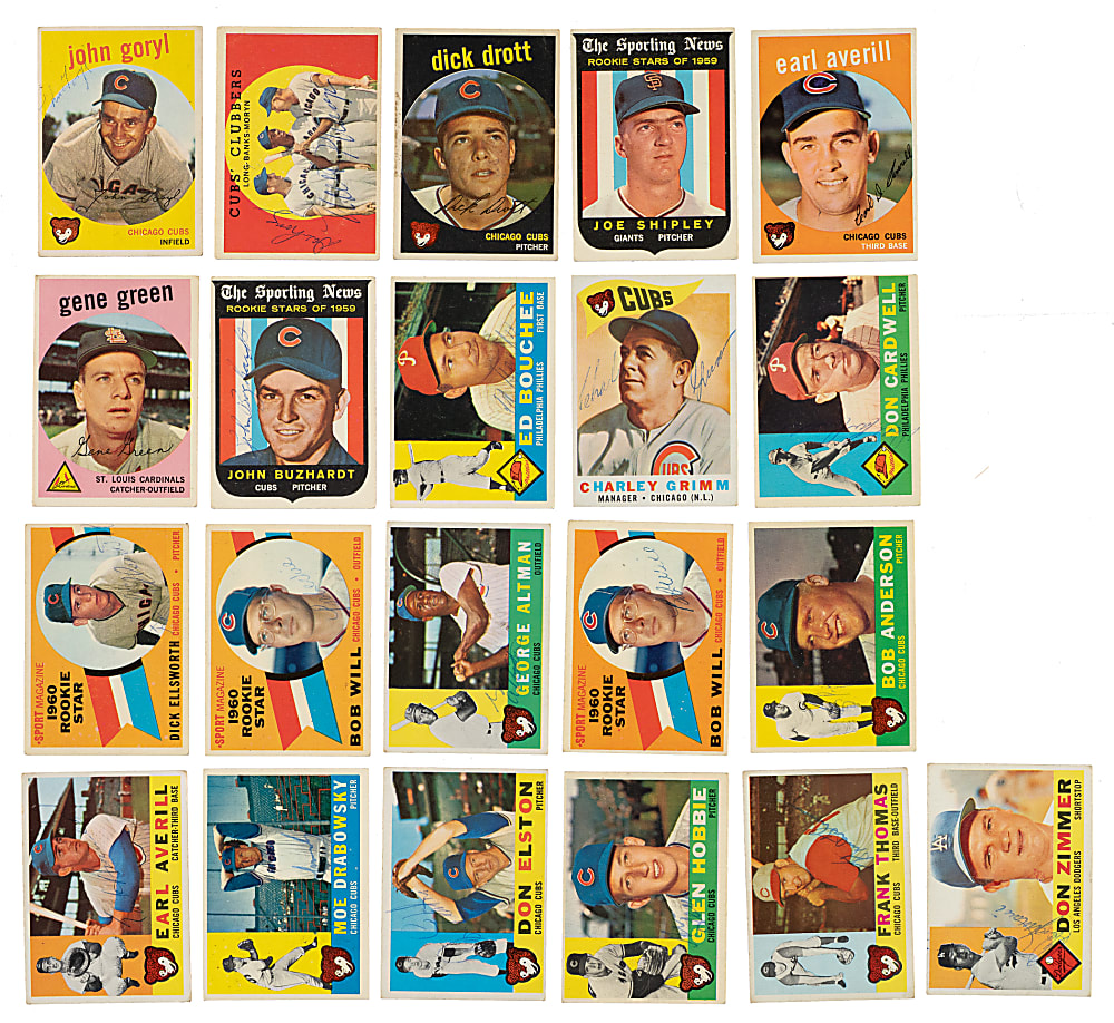 Signed 1954-1960 Topps & Bowman Card Collection (65) Including (2) Ernie Banks & Ted Kluszewski