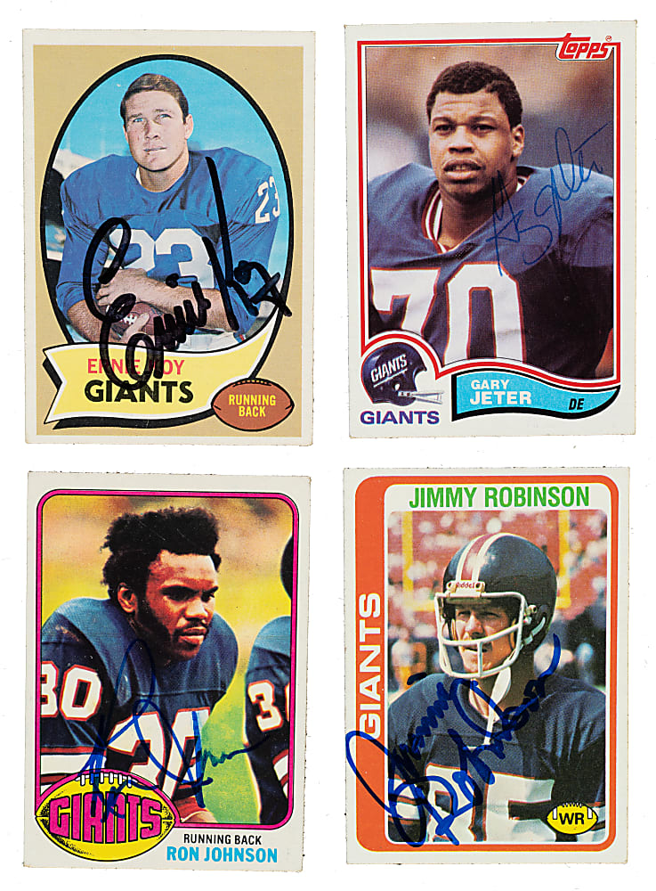 Signed 1970-1991 Topps Football New York Giants Card Collection (61)