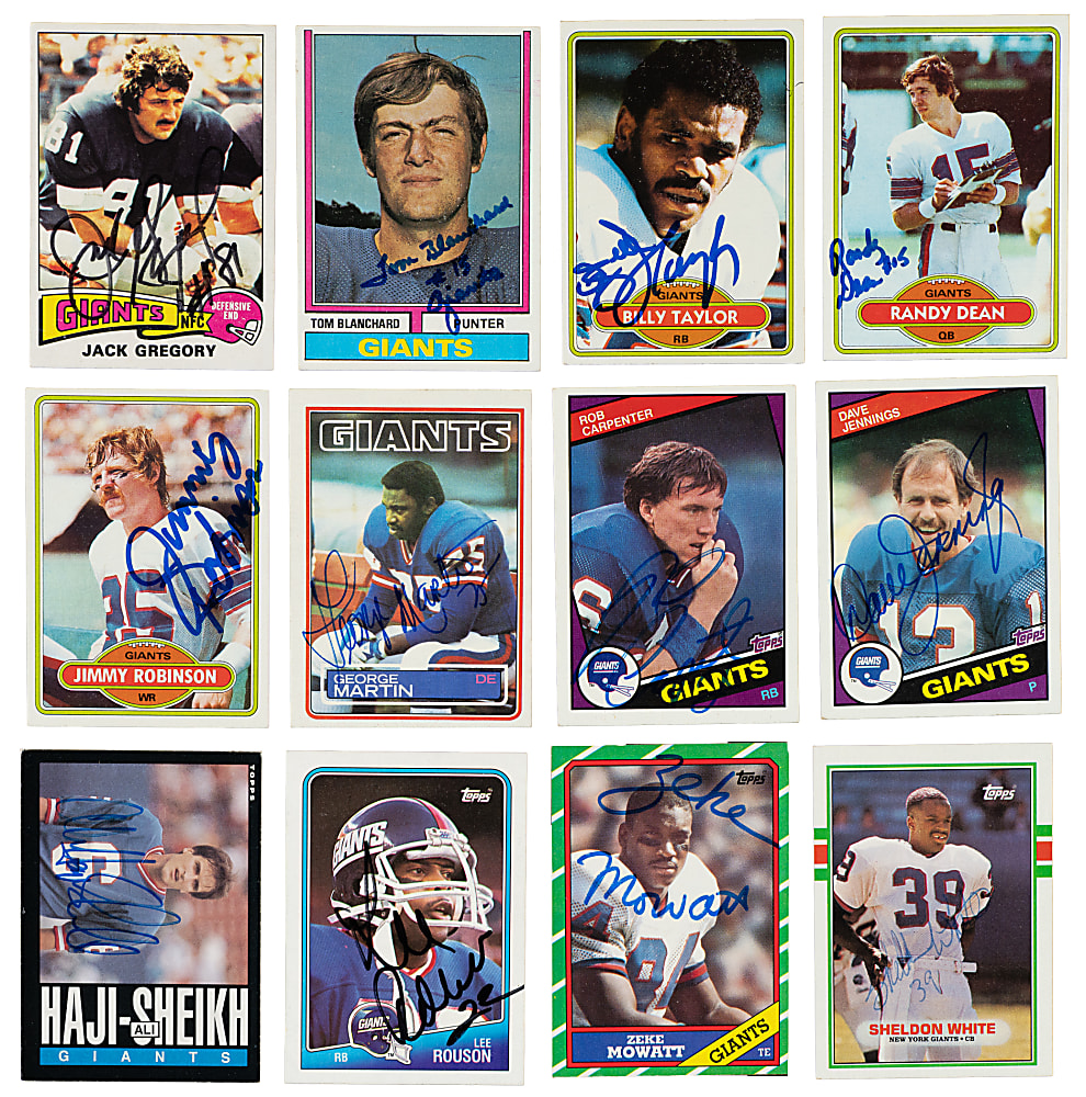 Signed 1970-1991 Topps Football New York Giants Card Collection (61)