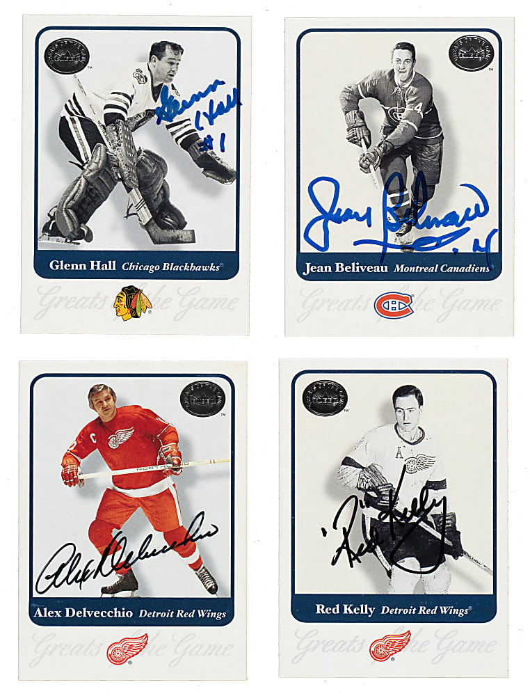 Signed 2001 Fleer Greats of the Game Hockey Collection (36) Including Beliveau, Delvecchio & Hall