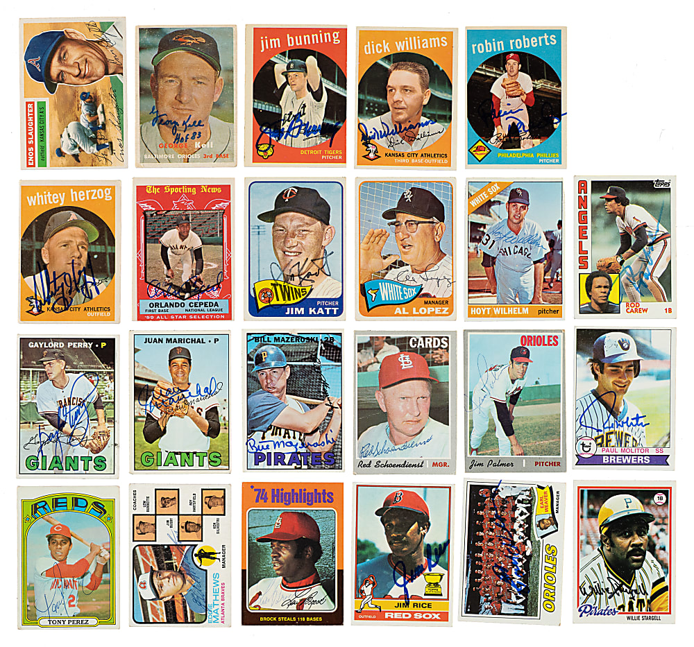 1956-1984 Topps Hall of Fame Signed Card Collection (27) Including Kaline, Killebrew & B. Robinson