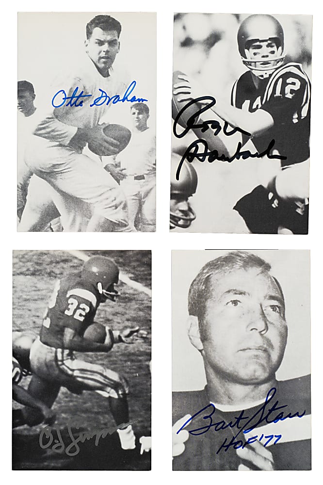 1990 Radnor Graphic Art Football Postcard Near-Complete Set (35/36) with (30) Hall of Famer Signed Cards