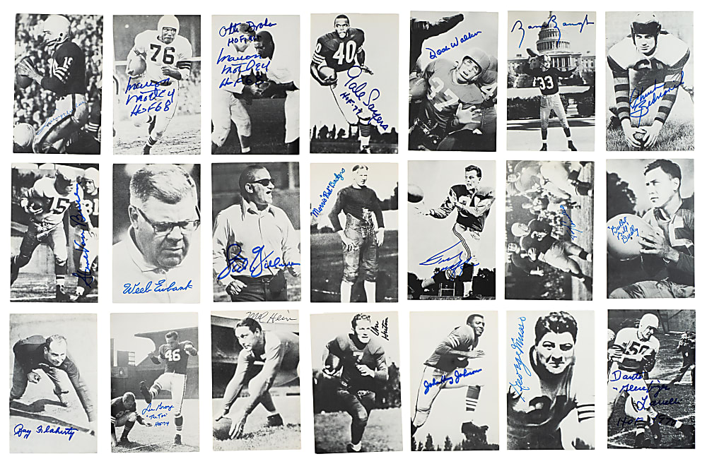 1990 Radnor Graphic Art Football Postcard Near-Complete Set (35/36) with (30) Hall of Famer Signed Cards