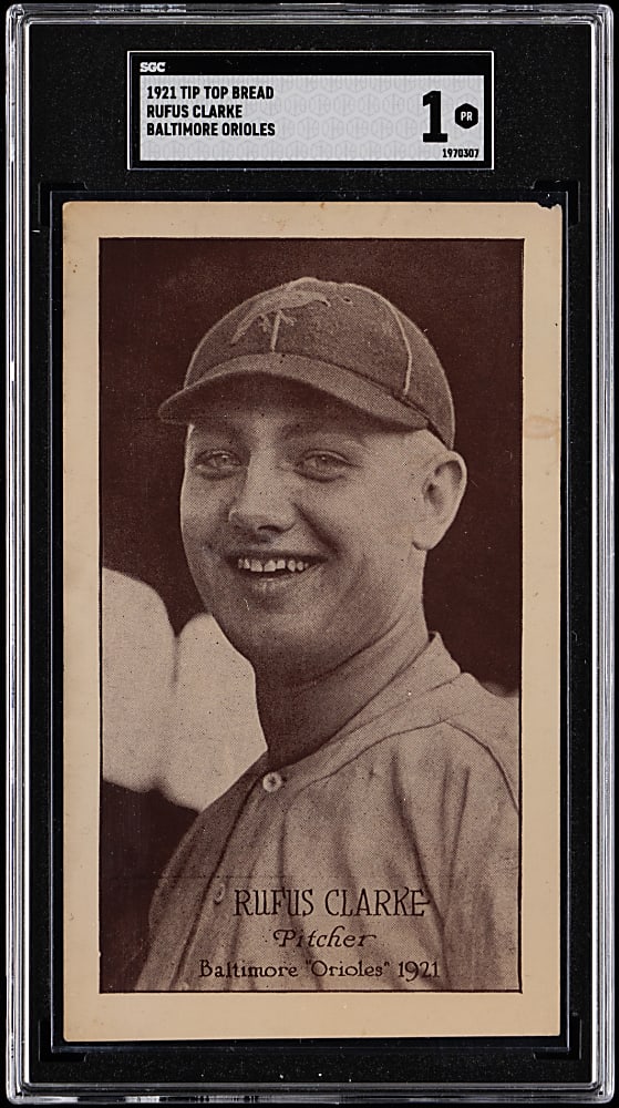 1921 Tip Top Bread Baltimore Orioles Rufus Clarke SGC POOR 1 - Newly Discovered!